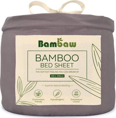 Bambaw Luxe Bamboe 2-Persoons Hoeslaken 150x200cm – Ultra ademende stof – Hypoallergeen – Beddengoed - Donkergrijs