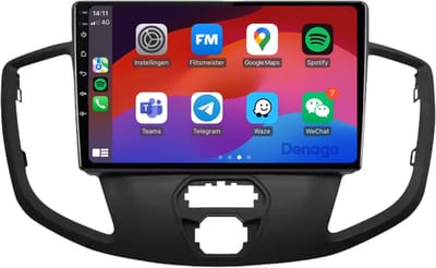 CarPlay autoradio geschikt voor Ford Transit (2014–2021) | 9 inch | Android 13 | Draadloos Apple CarPlay & Android Auto | 2GB + 32GB | QuadCore processor | Denago DNG-A62 | 2025 model | 2014 2015 2016 2017 2018 2019 2020 2021 | Bluetooth & Wifi