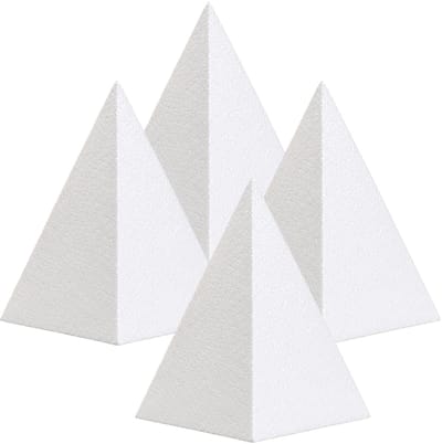 Piepschuim vormen - piramide - 4x - H12 x D6,5 cm - styropor hobby / DIY vorm - basis knutselfiguren