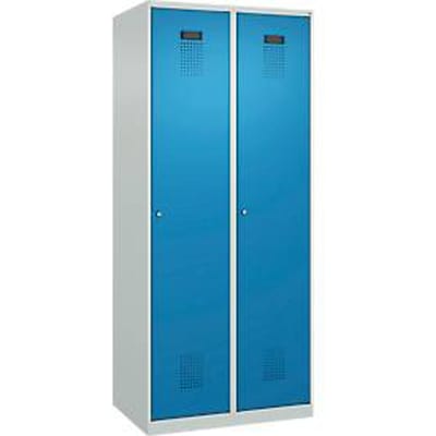 C+P Evolo Plus kledingkast, 2 vakken, 400 mm breed, cilinderslot, soft-close, B 800 x D 500 x H 1850 mm, lichtgrijs/lichtblauw