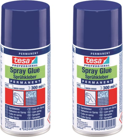 Tesa - Permanente Spraylijm - 300ml - Voor Tkanen en Leer - Set van 2