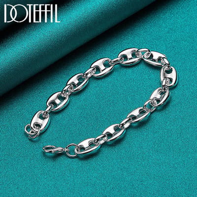 Bracelet chaîne classique simple en argent sterling 925 pour femme et homme, bijoux de mode pour mariage, fiançailles, fête 20cm blue