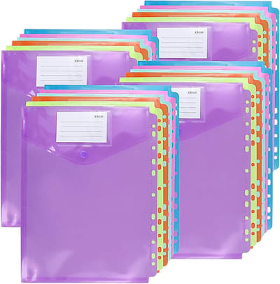 Set van 24 A4 documentcompartimenten, kleurrijke opbergmap met 11 vakken, 6 kleuren, documentzakken voor kantoor en thuisgebruik