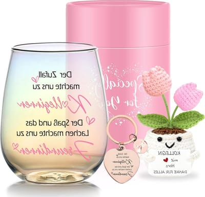 Farewell cadeau voor collega's - Bedankgeschenk voor vrouwen, vriendinnen en verjaardagen met wijn glazen en pensioen geschenken