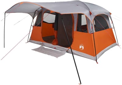 vidaXL - Tunneltent - 10-persoons - Grijs - en - Oranje - Polyester - en - Staal