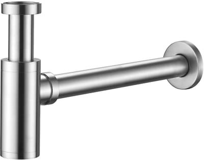 Sifon wastafel, afvoerpijp met reinigingsopening - universele afvoerpijp 1 1/4 inch - geurafsluiting, roestvrij staal, geborsteld
