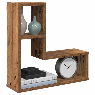 vidaXL - Wandschappen - kubus - 2 - st - 50x15x50 - cm - bewerkt - hout - oud - houtkleur