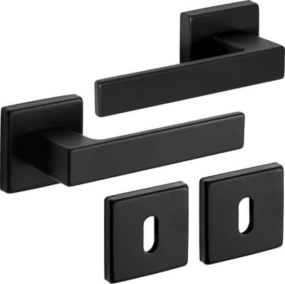 Eliot® Deurbeslag set - deurklinken met deurrozetten baardsleutel - mat zwart - voor binnen deuren