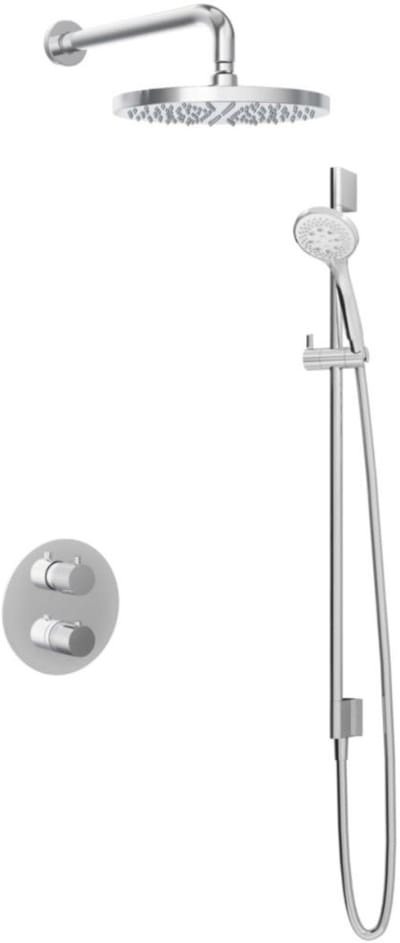 Hotbath Buddy - Inbouw Regendoucheset - Thermostatisch - Wandarm 35 cm - Hoofddouche 300 mm - Ronde Handdouche 3 Standen - Glijstang 900 mm - met 2-Weg Stop-Omstel - Waterbesparend - V01