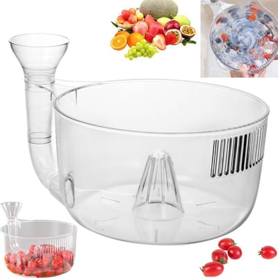 Zelfdraaiende Bessenwasbak - Fruitwaskom - Draagbare Fruitschaal / Fruitmand - BPA-vrij - Automatische Waskom voor Bessen - Roterende zelfreinigende fruitschaal - Groente- en Fruitwasser met Afvoer - Fruitwasser - Mand voor In De Keuken - 1 Stuk