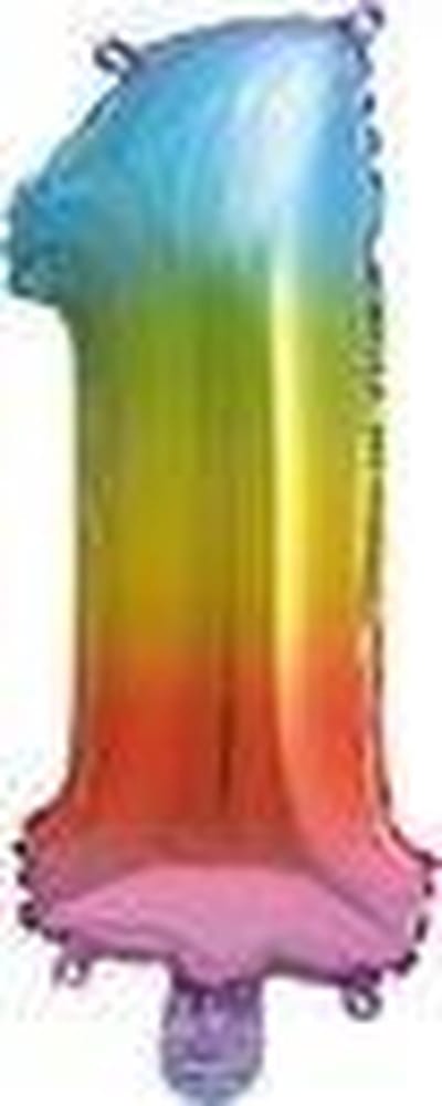 Folie Ballon Cijfer 1 Regenboog 41 cm