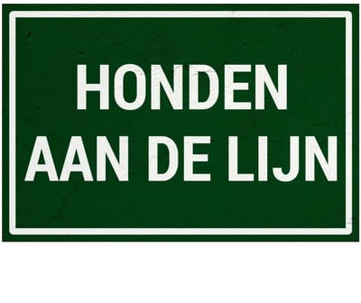 Honden aan de lijn bord | Sign Again materiaal | 30 x 20 cm
