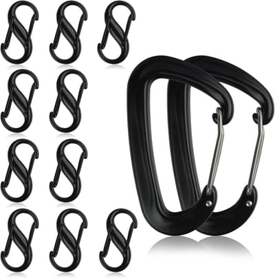 Robuuste Aluminium Karabiners Set van 12, Kleine Dubbele Carabiners voor Sleutels, Lichtgewicht en Sterk voor Outdoor, Klimmen en Kamperen