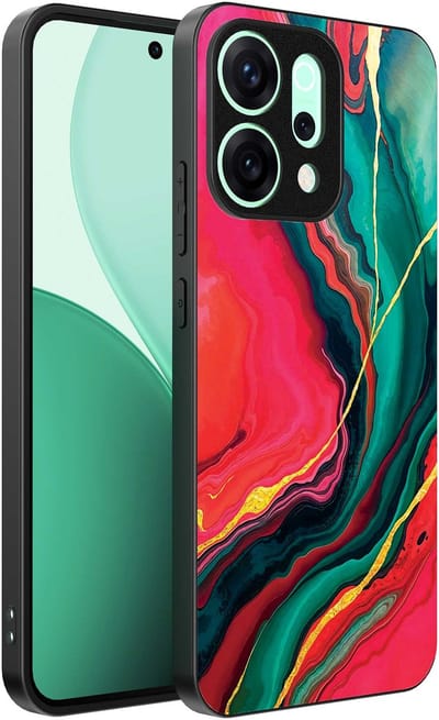 Geschikt voor Oppo Reno 14 Telefoonhoesje met Rood Groen Marmer Opdruk - TPU Backcover Case Red Green Marble Design - Smartphonica geschikt voor Oppo Reno 14
