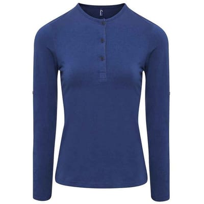 Premier Dames/Dames Long John Effen Rol Mouw T-shirt (Indigo Denim)