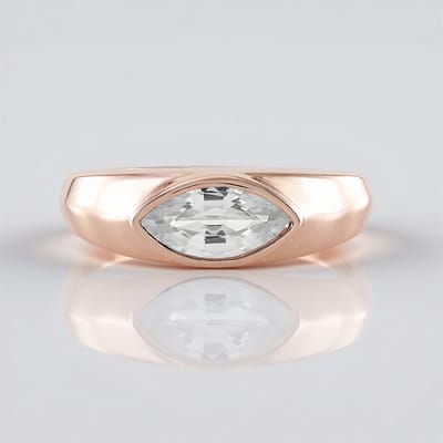 Cavill - Elegante damesring 925 Sterling Zilver roségoud verguld - Marquise briljant geslepen zirkoon 1,162 ct - Brede ringband
