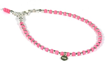 Heaven Eleven - meisjes - Enkelbandjes - zilver - 925 - roze - 1mm - 19cm