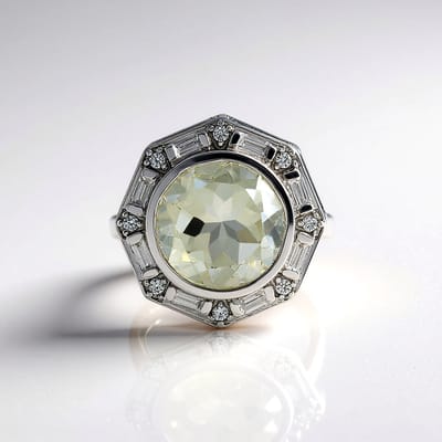 Cavill - Elegante Zilveren Hanger met 4,963 ct Groene Amethist - 925 Sterling Zilver Geplatineerd - Ronde Vorm met Cambodjaanse Zirkonen - 5,651 ct