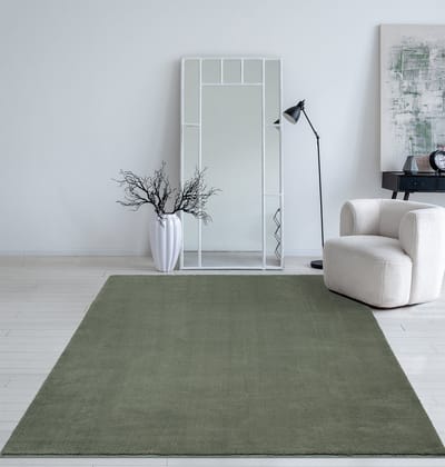 Mia’s Teppiche Taos – superzacht kortflor vloerkleed met antislip rug, wasbaar, donkergroen, 60 x 110 cm