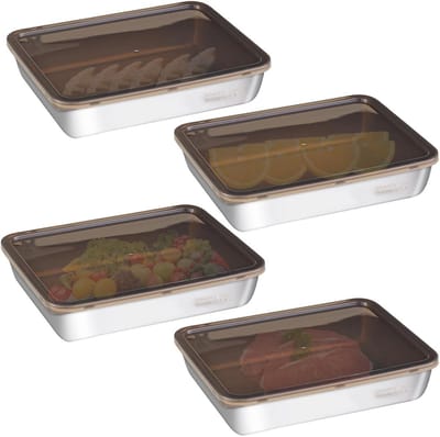 4x Fresh Boxen RVS met Deksel - Broodtrommel & Koelbox - Ovenbestendig (2200ml)