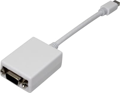 Scanpart Mini DisplayPort naar VGA (D-Sub) female adapter kabel - 20 cm - Geschikt voor analoge monitor op Macbook - Converter - Wit
