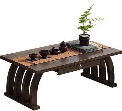 Bamboe salontafel - Lage theetafel - Woonkamer gebruik - Verborgen opbergruimte - 80 cm - Bruin