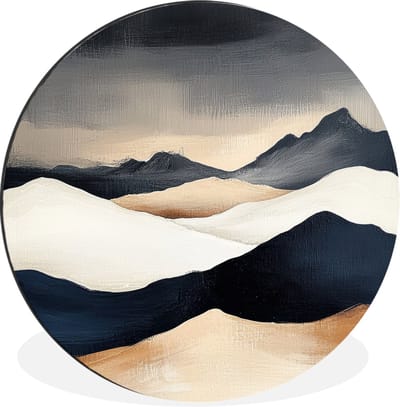 WallCircle - Wandcirkel - Muurcirkel - Bergen - Donkerblauw - Landschap - Aluminium - Dibond - 30x30 cm - Binnen en Buiten