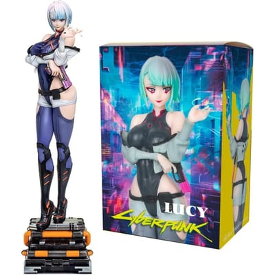 18CM Anime Jeu Cyberpunk: Edgerunners Figurine Lucy Debout Modèle Anime Jouet Figurine d'Action en PVC Cadeau Collection With box blue