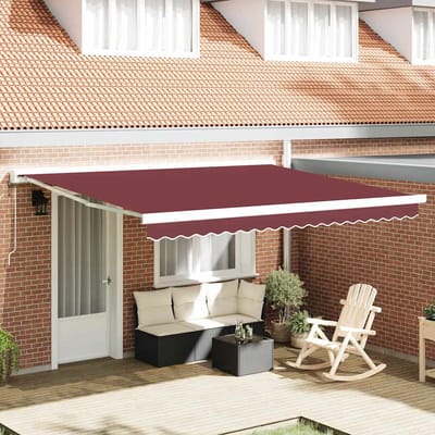vidaXL - Uitschuifbare - luifel - Bordeauxrood - 400 - × - 300 - cm - Stof - en - Metaal