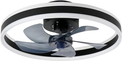 Nivard Plafondventilator - Met Verlichting - Plafond Ventilator - Met Lamp - Plafonniere Met Ventilator - Met Licht - Zwart - 50cm