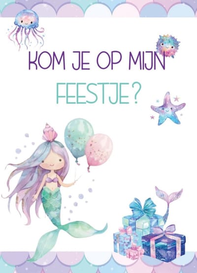 10x Uitnodiging kinderfeestje Mermaid - 10 stuks - Zeemeermin - uitnodigingskaarten - uitnodiging verjaardag - uitnodiging feest - kinderfeestje mermaid style - uitnodiging kinderfeestje meisjes - uitnodiging feestje - A6 formaat - meisjes kaart