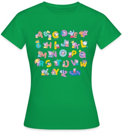 Peppa Pig Ontwerp Alfabet Met Peppa T-Shirt Dames