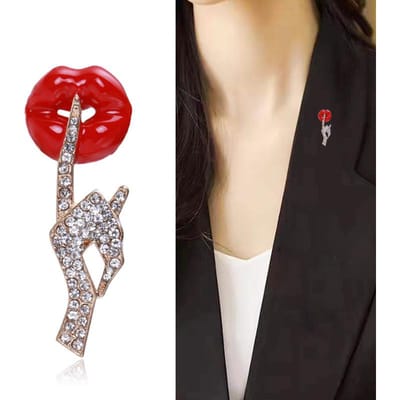 Broche Lippen Schattig Persoonlijkheid Alle Match Vrouwelijke Accessoires Eenvoudig Temperament Trui Jas Pak Decoratie beige