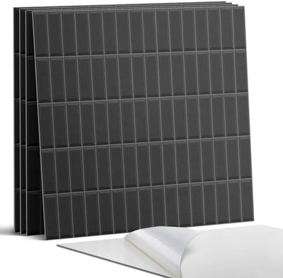 Coloray Wandpanelen Zelfklevend - Dozen in een regelmatige opstelling Zelfklevende Wandpanelen - 50 cm x 50 cm - Zwart Wandpaneel PVC - 5 stuks - Texturen Wandpanelen Zelfklevend - Wandpanelen Keuken - Wandpaneel Badkamer