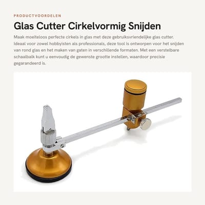 Dailygoods- Glas Cutter 600mm - Verstelbare Schaal - Zuignap - Olietank - Snijdiameter 70-590mm - Handvat met Ronde Knop - Glas Snijder