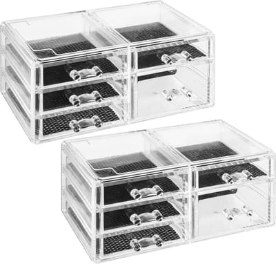 2x Stuks sieraden/make-up organizer 5 lades 24 x 11 cm van kunststof - Sieradenkastje - Make-upkastje - Organizers