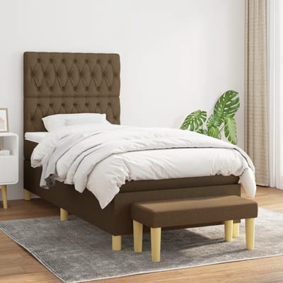 vidaXL - Boxspring - met - matras - stof - donkerbruin - 100x200 - cm