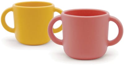 EKOBO Baby Siliconen Oefenbekers met Handvatten – BPA Vrij – Bambino – 2-Pack – Geel/Roze