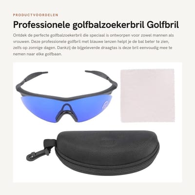 Dailygoods- Golfbril Professionele Golfbalzoekerbril - Blauwe Lens - Draagtas - Voor Mannen/Vrouwen - Betrouwbaar Merk - Uitstekende Kwaliteit - Zoekbril
