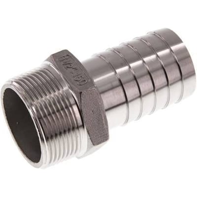 R 1 1/2'' Buitendraad x 38mm RVS Slangpilaar 16 Bar