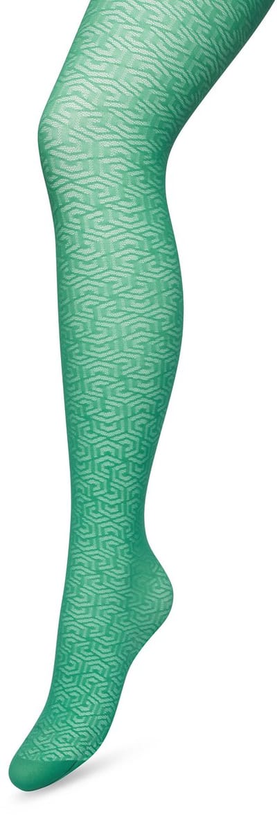 Bonnie Doon Grafische Panty 40 Denier Fel Groen Dames maat S/M - Grafisch - Print - Gladde Naden - Maximaal Draagcomfort - Chique Panty - Feestelijk - Eclectic Tights - Jellybean - BP221911.257