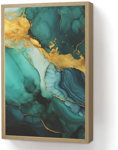 Wandlamp 40x60 cm - Oplaadbaar - Marmer - Goud - Blauw groen - Abstract - Turquoise - Wandlampen binnen woonkamer - Slaapkamer lamp - Decoratieve nachtlamp - Vloerlamp draadloos