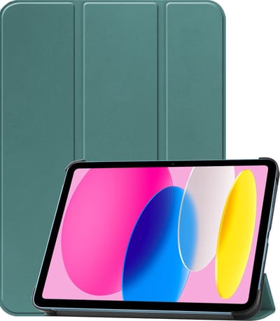 Hoesje - Geschikt voor Apple iPad 10 (2022) - 10.9 inch - 10e Generatie - Dun & Stevig - Trifold Bookcase - Hard Cover - Hardcover Book Case - Tablet Hoes - Donkergroen