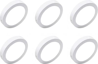 LED Downlight Opbouwspot 6 Stuks - Brinton Thin - 12W 1120lm 120° Bundelhoek - Helder/Koud Wit 6500K - IP40 - Rond - Wit - Ø172mm
