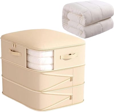 Ruimtebesparende zakken - Luchtzakken kleding - Efficiënt opbergen - Beschermt tegen vocht - 52 x 46 x 60 cm - Crèmekleurig