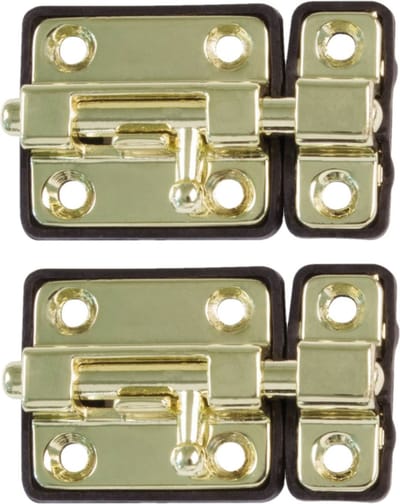 AMIG schuifslot/plaatgrendel - 2x - zamak - 3.5cm - messing - incl schroeven - deur - raam