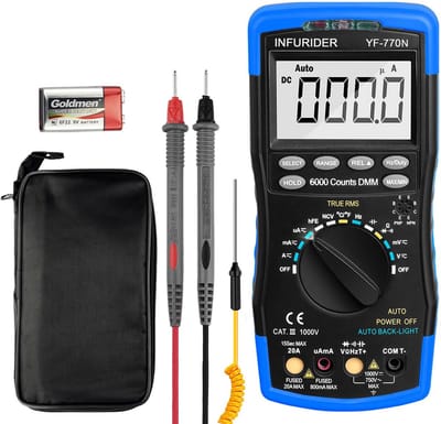 Digitale Multimeter Auto-Ranging 6000 Tellingen voor AC/DC Voltage, Stroomsterkte en Weerstand Tester