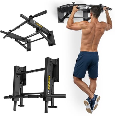 Trex Sport TX-050PB – Pull up Bar – 2-in-1 Design – Optrekstang Muur – Wandmontage– Multifunctioneel – Wandrek Fitness – 6 Antislip Grepen – Inklapbaar – Voor Thuisgym – Tot 120 kg