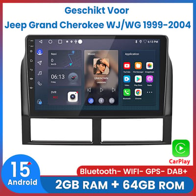 Awesafe Autoradio - Geschikt Voor Jeep Grand Cherokee WJ/WG 1999 t/m 2004 - Draadloos Apple Carplay & Android auto - Android 15.0 Systeem - 9 Inch Radio Scherm - GPS Navigatie - Bluetooth Wifi - Ram 2GB+Rom 64GB
