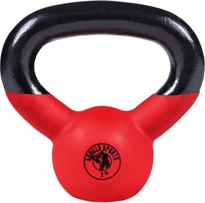 Gorilla Sports Kettlebell - Gietijzer - Vinyl - Gewicht - Rood - 3 kg